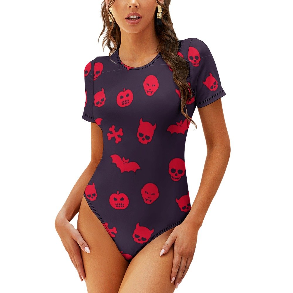 Halloween Skull Devil Bat Bodysuit - Image 3