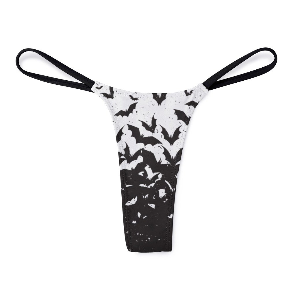 Black White Bat Thong Panties - Image 7