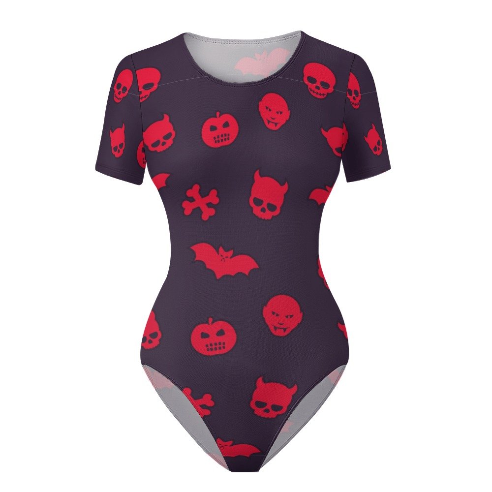 Halloween Skull Devil Bat Bodysuit - Image 8
