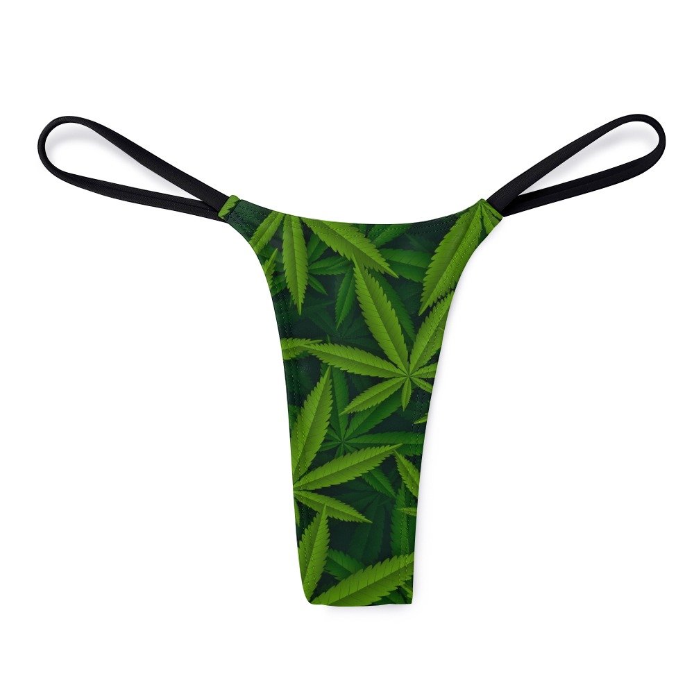 Realistic Green Cannabis Leaf Thong Panties - Image 7