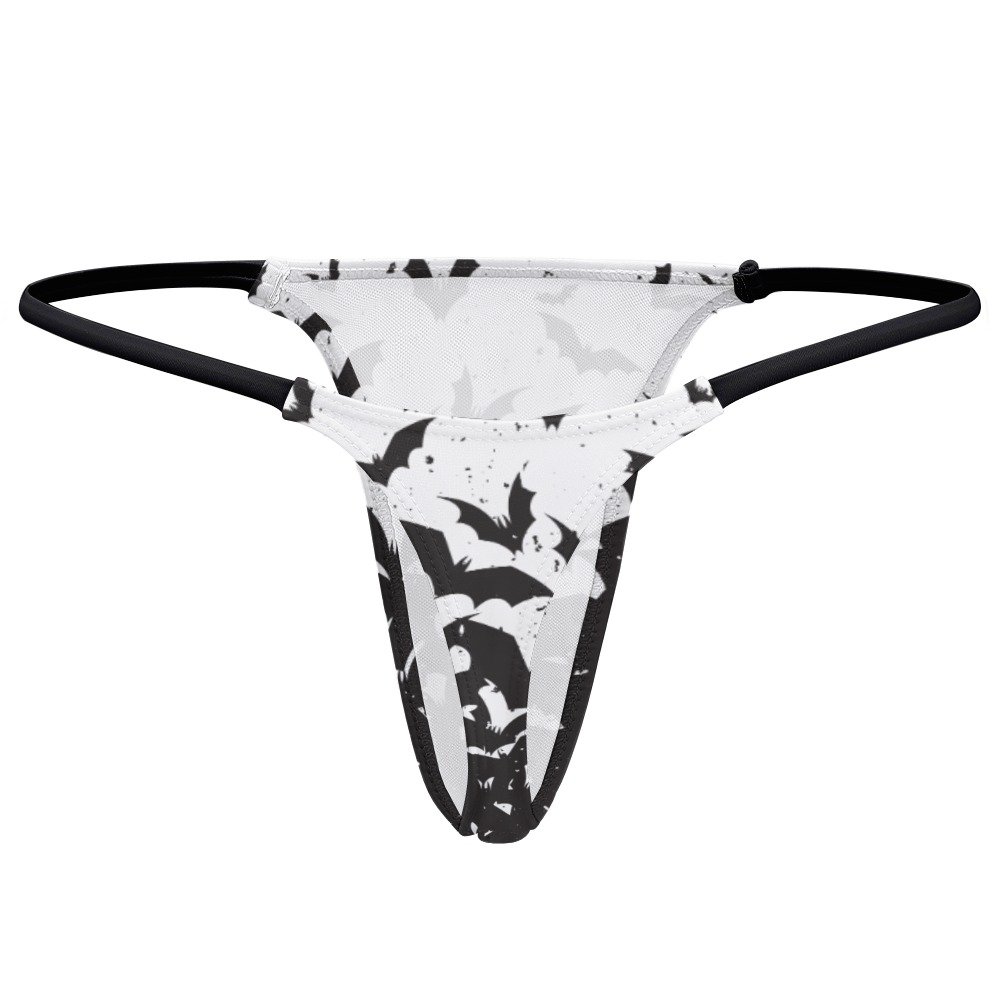 Black White Bat Thong Panties - Image 5