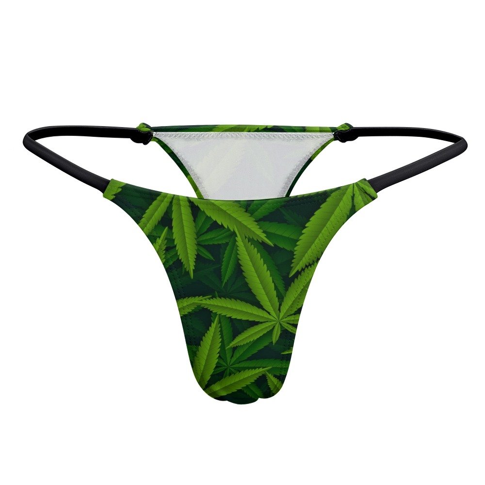 Realistic Green Cannabis Leaf Thong Panties - Image 6