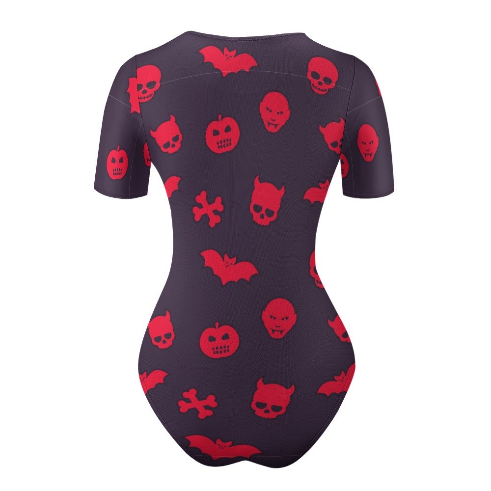 Halloween Skull Devil Bat Bodysuit - Image 7