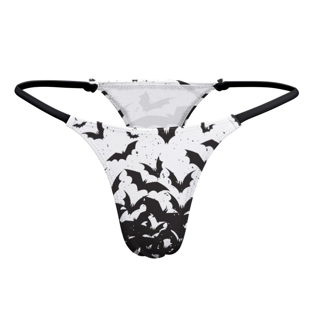 Black White Bat Thong Panties - Image 6