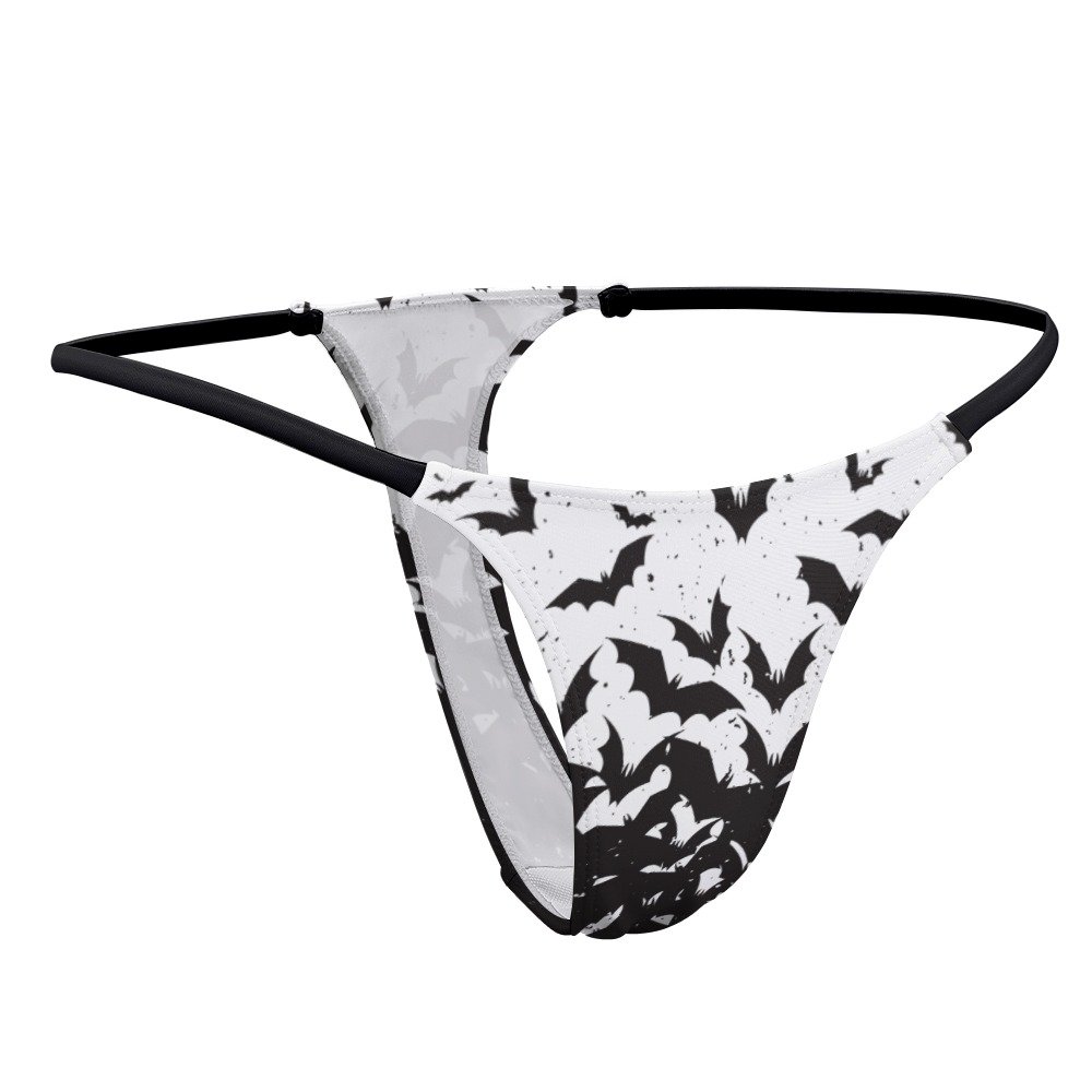 Black White Bat Thong Panties - Image 8