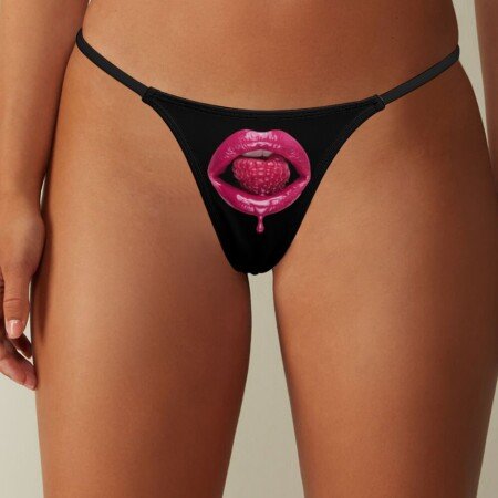 Raspberry Lips Thong Panties