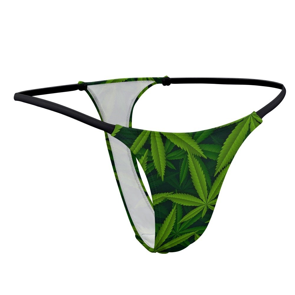 Realistic Green Cannabis Leaf Thong Panties - Image 8